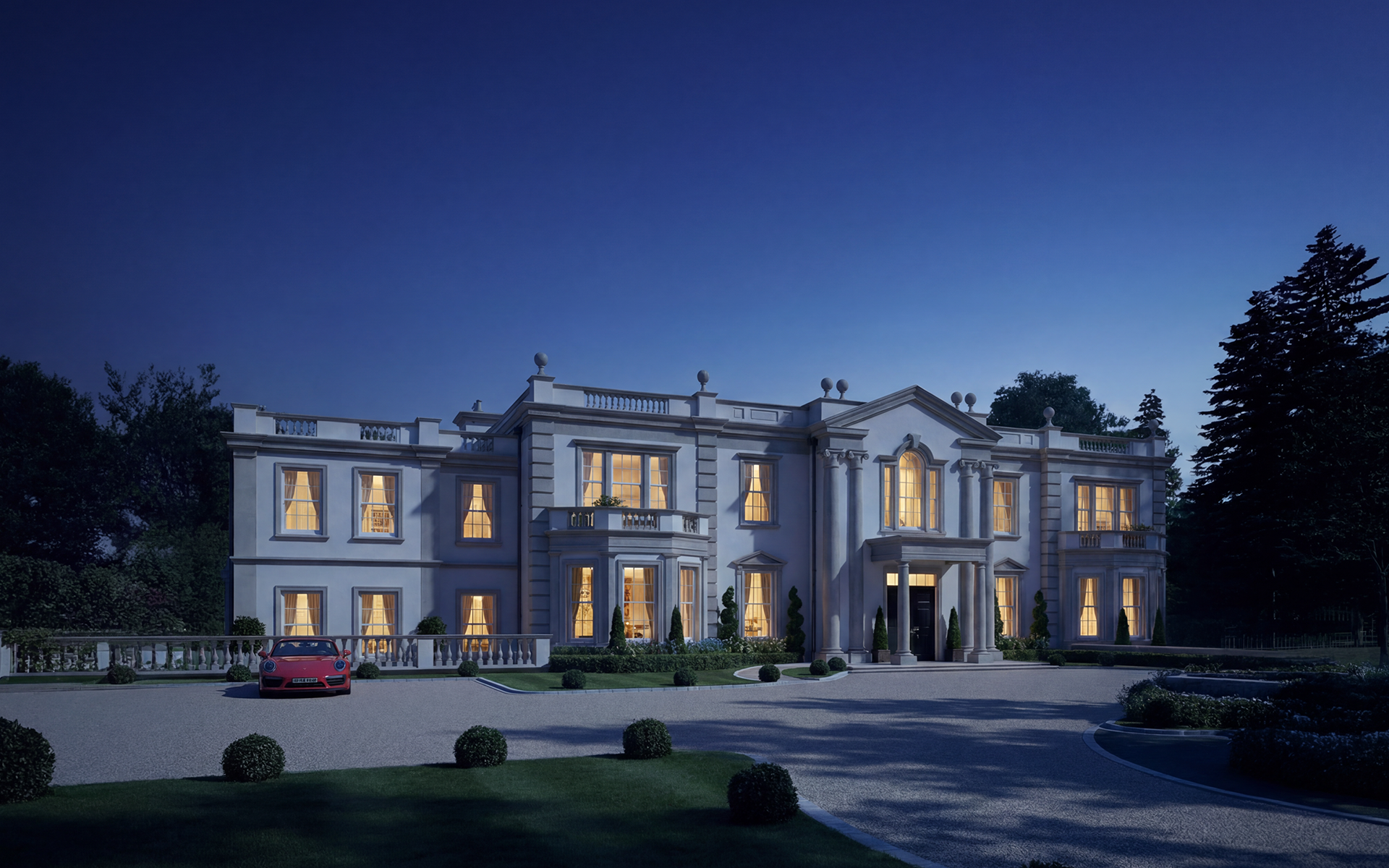 The same home at night